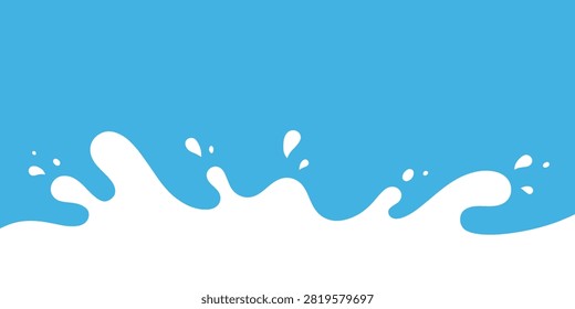 Dynamic white liquid splash wave on blue background