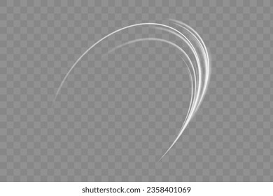 Dynamic white spiral, vortex or blizzard. Sparkling light effect on transparent background.