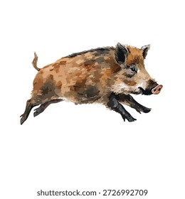 Dynamic wild boar running illustration, perfect for nature, hunting, or animal-themed designs. High-quality wildlife art for various projects.