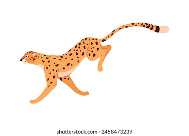 Dynamic wildlife in motion. Vector illustration of a cheetah caught mid-stride, showcasing its agility and speed in a simplistic style.