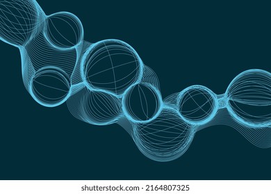 Dynamic wireframe bubble shape background in the science and technology style