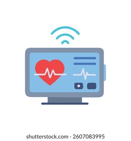 Dynamic Wireless Heart Rate Monitor Icon for Workouts. Design of Fitness and Gym Icons.