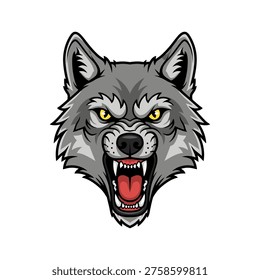 Dynamic wolf head illustration with sharp detail and bold lines. Evokes power and ferocity. Ideal for sports teams, gaming brands, or marketing requiring a strong, assertive visual.