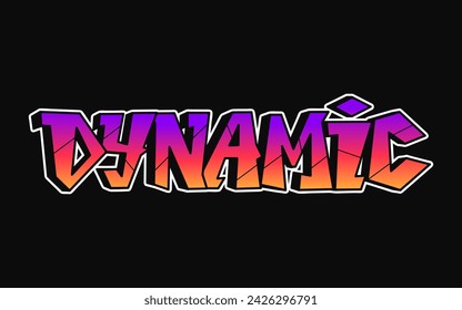 Dynamic word trippy psychedelic graffiti style letters.Vector hand drawn doodle cartoon logo Dynamic illustration. Funny cool trippy letters, fashion, graffiti style print for t-shirt, poster
