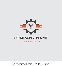 Dynamic Y Letter Logo Design Gear, Speed, and Innovation