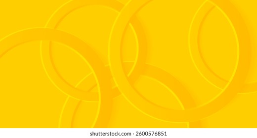 dynamic yellow abstract vector background featuring overlapping translucent rings, creating a sense of depth and movement in a modern geometric design