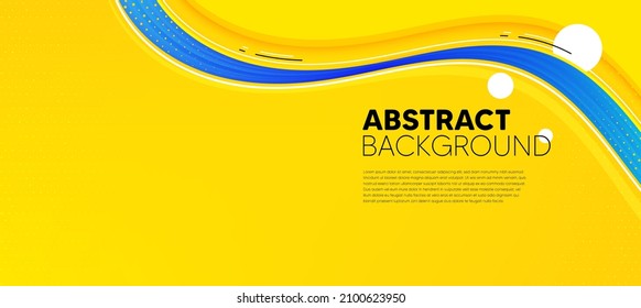 Fondo amarillo dinámico con formas de onda. Afiche mínimo ideal para banner, diseño web y folleto. Resumen del fondo de la página de inicio. Diseño gráfico futurista moderno. Banner abstracto vectorial