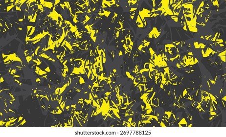 Dynamic yellow and black abstract grunge background with chaotic brush strokes. Perfect for street art, poster design, and modern digital artwork projects.