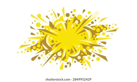dynamic yellow comic explosion flash design element with dynamic shapes isolated for your graphic projects