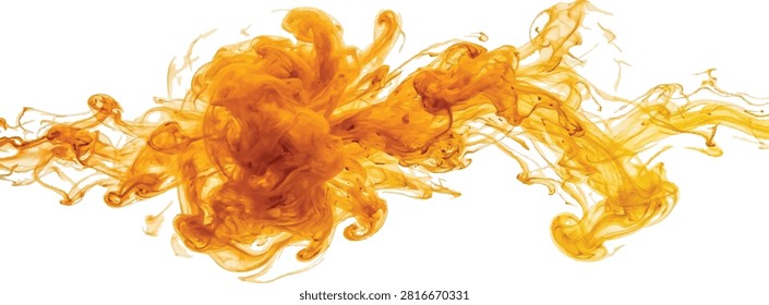 Dynamic yellow ink turbulence unfolding in water with turbulence unfolding abstract dissolve background creative - Generated with AI