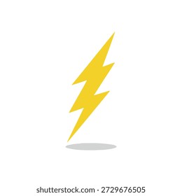 Ilustración de relámpago amarillo dinámico sobre fondo blanco