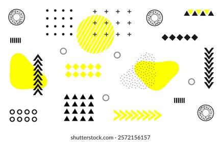 Dynamic Yellow Memphis Geometric Art Pieces