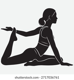 Dynamic Yoga Silhouette Vector ClipArt for Fitness And Wellness Silhouette of Calm: A serene silhouette of a woman sits, embodying tranquility and introspection,