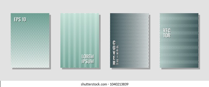 Dynamic zig zag banner templates, wavy lines gradient stripes backgrounds for scientific cover. Curve shapes stripes, zig zag edge lines halftone texture gradient presentation backgrounds light set.