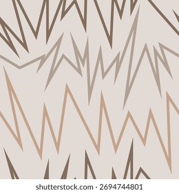 A dynamic zigzag line pattern in earthy brown and beige tones over a soft cream background. Perfect for modern wallpapers, textiles, and digital backdrops.