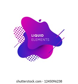 Dynamical colored graphic elements. Gradient abstract banners with flowing liquid shapes. Template for the design of a logo, flyer or presentation. Vector illustration.