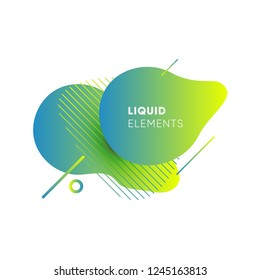 Dynamical colored graphic elements. Gradient abstract banners with flowing liquid shapes. Template for the design of a logo, flyer or presentation. Vector illustration.