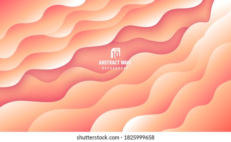 Dynamical soft yellow orange waves forms. Abstract modern graphic element. Fluid shapes composition. Trendy gradient geometric background. Vector illustration.