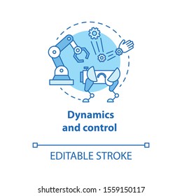 Dynamics and control blue concept icon. Robotics motion system idea thin line illustration. Information technologies and innovative programming. Vector isolated outline drawing. Editable stroke