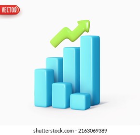 Dynamics of course online graphics. Trade arrow. Exchange price chart. Realistic 3d design. Growth and changes in value. Exchange trading. Reporting annual and quarterly profits. vector illustration