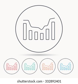 Dynamics icon. Statistic chart sign. Growth infochart symbol. Linear circle icons.