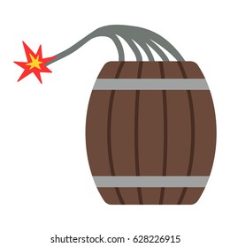 Dynamite bomb with burning wick danger explosive weapon flat vector barrel