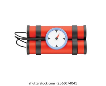 dynamite bomb with clock icon illustration 3d. bomb with burning wick icon vector 3d