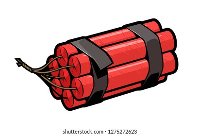 Dynamite Or A Bomb In Comic Book Style. Tnt, Cartoon Vector Illustration