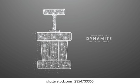 Dynamite bomb. Detonator box stick for dynamite, Modern digital low polygon style vector illustration