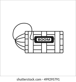 Dynamite bomb with digital clock boom sign silhouette icon on background
