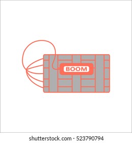 Dynamite bomb with digital clock boom sign flat icon on background