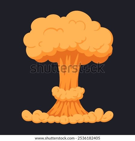Dynamite bomb explosion. Cartoon bomb detonation fire burning cloud, comic smoke clouds and fire flat vector illustration. Danger bomb mushroom cloud
