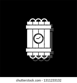 Dynamite bomb explosion violence detonate dynamite bomb. White flat simple icon with shadow