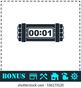 Dynamite bomb explosion violence detonate dynamite bomb icon flat. Simple vector symbol and bonus icon