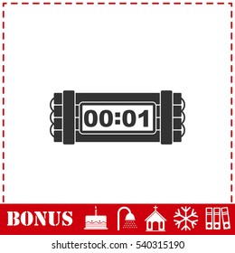 Dynamite bomb explosion violence detonate dynamite bomb icon flat. Simple vector symbol and bonus icon