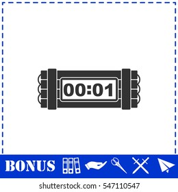 Dynamite bomb explosion violence detonate dynamite bomb icon flat. Simple vector symbol and bonus icon