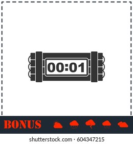 Dynamite bomb explosion violence detonate dynamite bomb icon flat. Simple vector symbol and bonus icon