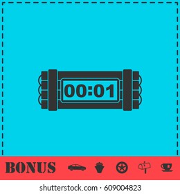 Dynamite bomb explosion violence detonate dynamite bomb icon flat. Simple vector symbol and bonus icon