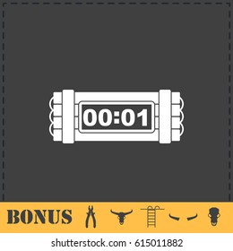 Dynamite bomb explosion violence detonate dynamite bomb icon flat. Simple vector symbol and bonus icon