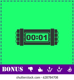 Dynamite bomb explosion violence detonate dynamite bomb icon flat. Simple vector symbol and bonus icon