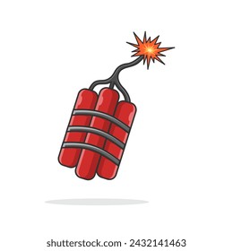 Dynamite bomb icon vector illustration designed flat cartoon style isolated on white background.  Design explosive dynamite, grenade, bomb icon.