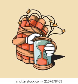 ilustración de la bomba de dinamita con temporizador de reloj de arena