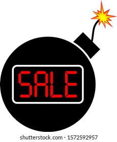 Dynamite, bomb with tabloid expressed hot sale offer. Sale concept for Black Friday, Cyber Monday