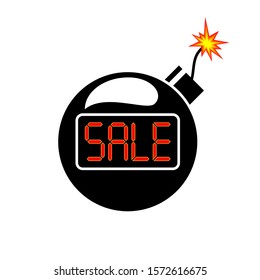 Dynamite, bomb with tabloid expressed hot sale offer. Sale concept for Black Friday, Cyber Monday