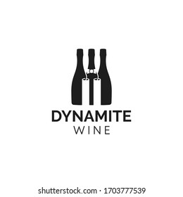 Vector de diseño del logotipo espacial negativo del vino de botella dinámico