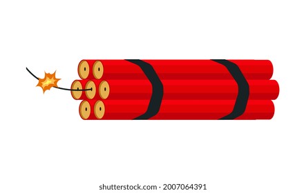 Dynamite with a burning cord. Flat style illustration.