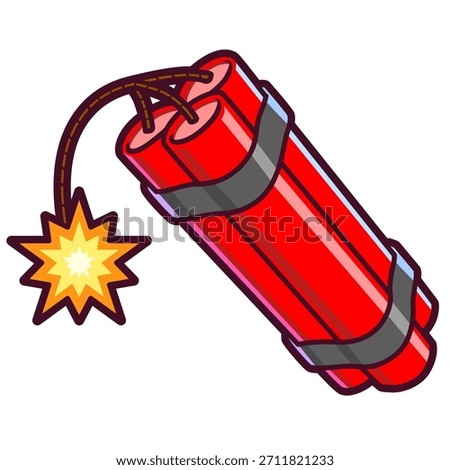 Dynamite with burning fuse cartoon illustration
