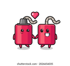 dinamita caricaturista pareja con gesto de enamorarse, diseño de estilo lindo para camiseta, pegatina, elemento logo