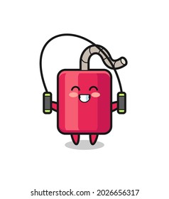 caricatura de carácter dinamita con cuerda de saltar , diseño de estilo lindo para camiseta, pegatina, elemento logotipo