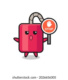 dynamite character illustration holding a stop sign , cute style design for t shirt, sticker, logo element